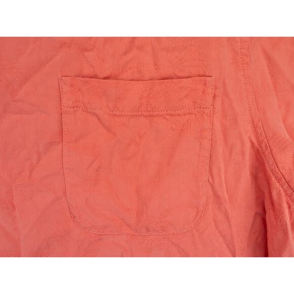 Tommy Bahama Shirt Mens 2XL Salmon Pink Silk Short Sleeve Jacquard Floral Print - Picture 6 of 14